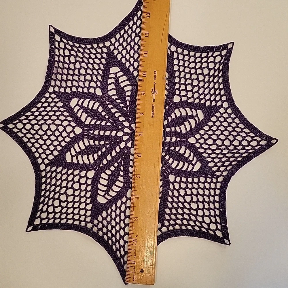 Elegant Purple Crochet Table Linen